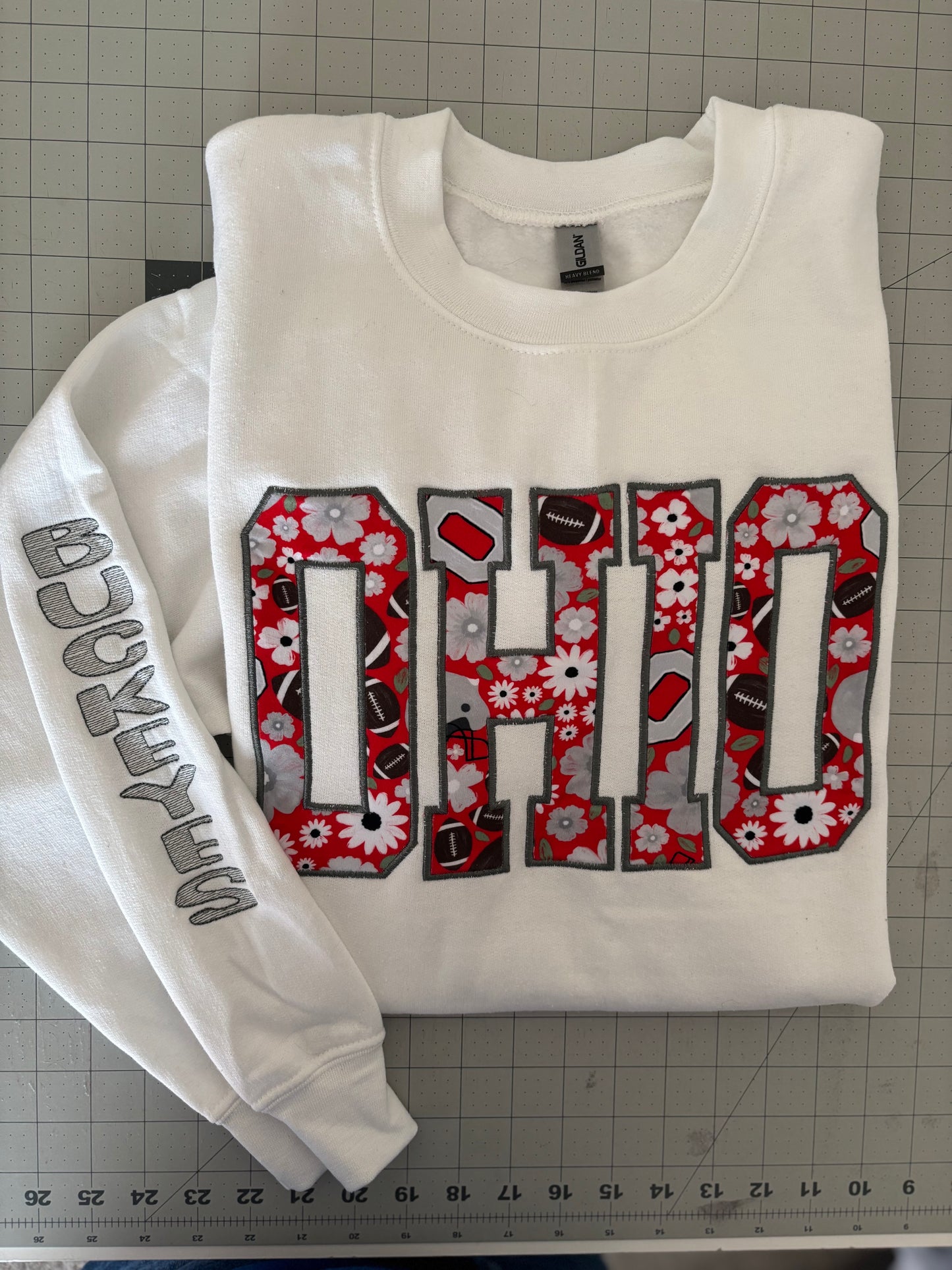 Ohio Floral Crewneck with Sleeve Detail - White