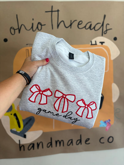 Glitter Football Bows | Adult Crewneck
