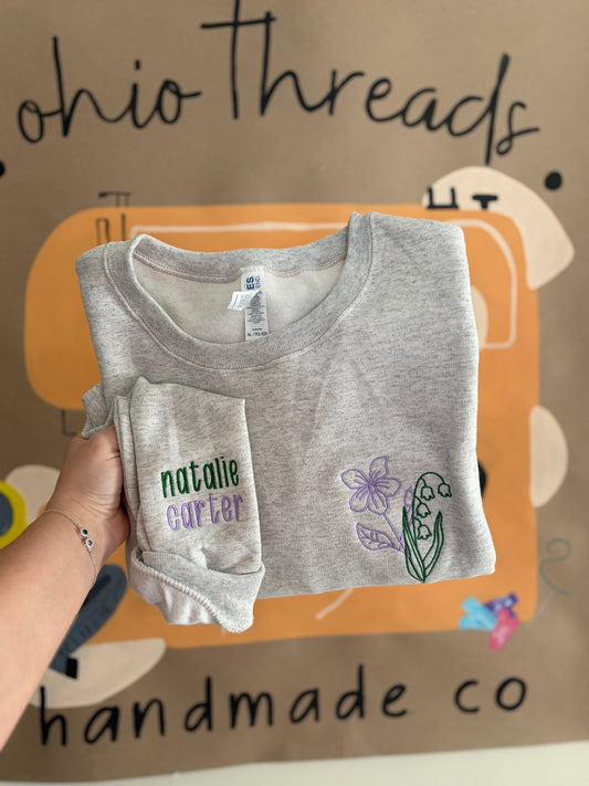 birth month flower crewneck