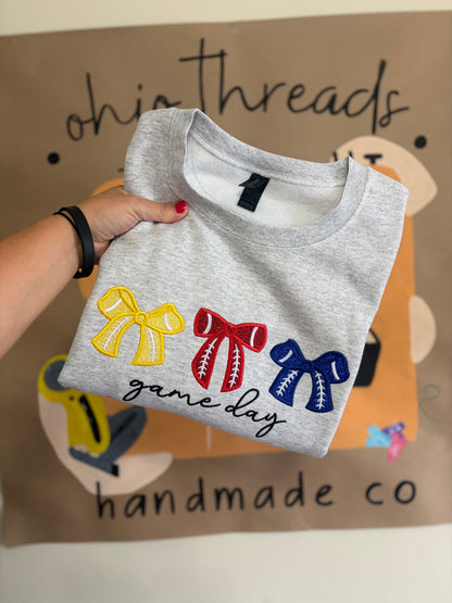 Glitter Football Bows | Adult Crewneck
